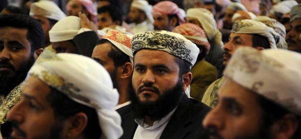 Des membres du principal mouvement salafiste du Yemen, lors d'une conférence à Sanaa, le 13 mars 2012. © REUTERS