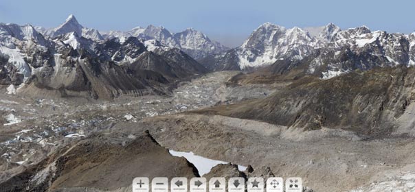 capture d'écran de la photographie de 2 milliards de pixels réalisée par David Breashears dans le cadre de la mission glacierworks.org